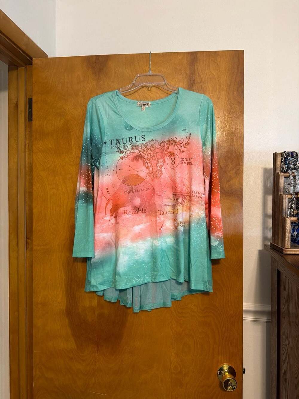 One World Zodiac Collection Taurus Embellished Hi-Lo Tunic Top